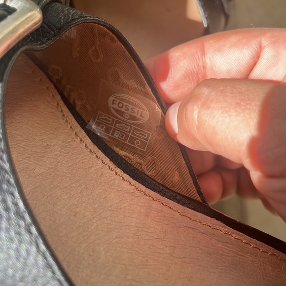 Fossil Black Cork Wedge Platform Sandals Size 9.5 Leather Buckle Slide Shoes - Picture 6 of 10